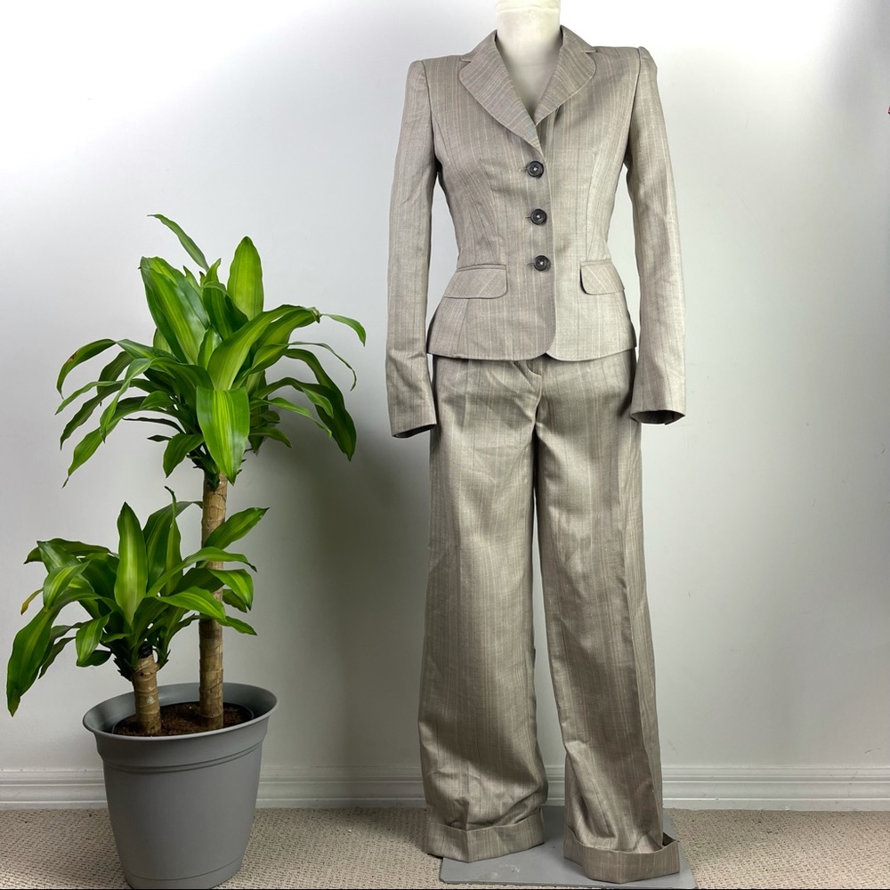 Escada Suit Set w/ a Peplum/Rouche Detailing on back